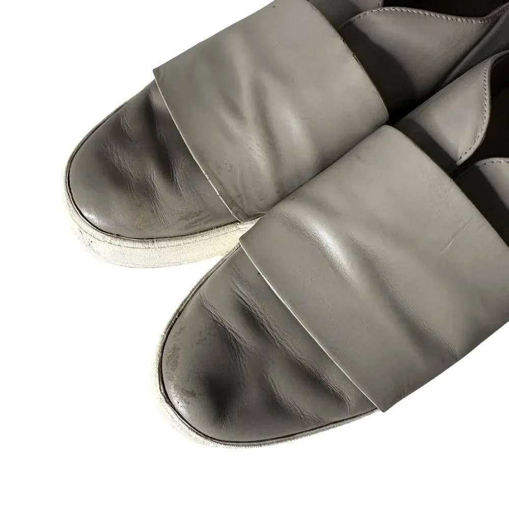 Vince Women's Platform Sneakers Size 9 Wallace Leather‎ Gray Slip On Shoes